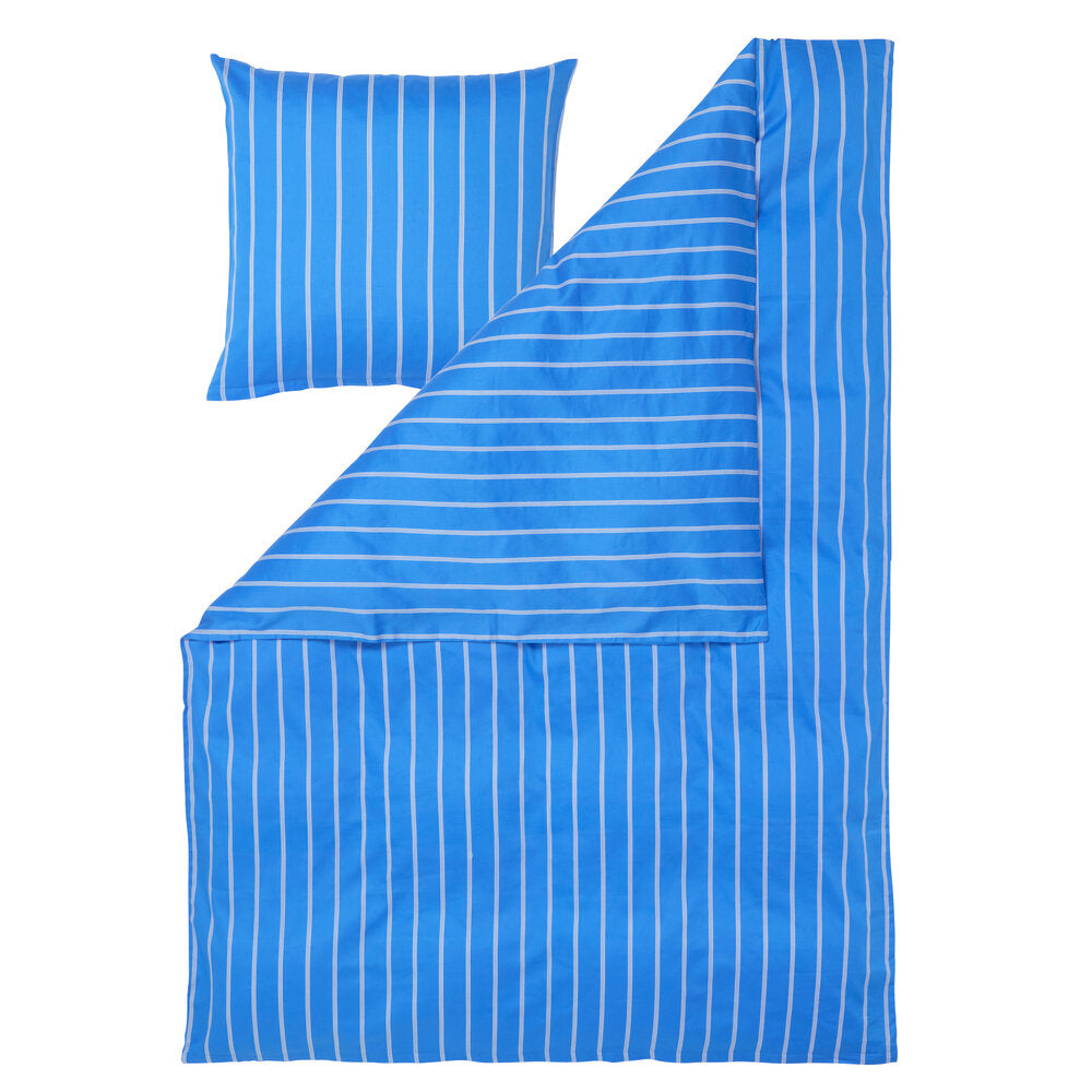 Pin Stripe Single sengesæt - blå
